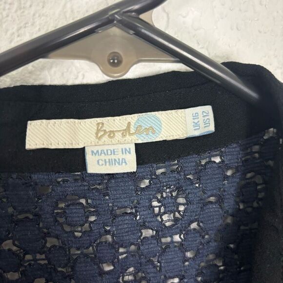 Boden Women's Blue Eyelet Cutout Collared Button Front Long Sleeve Blouse Top Si - Picture 5 of 8